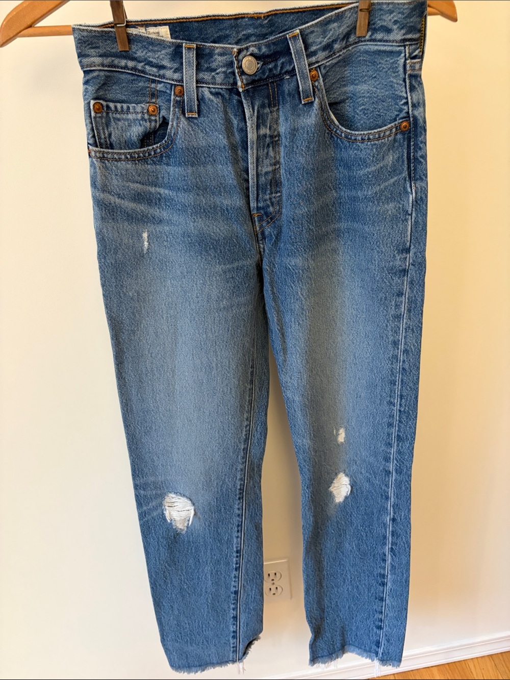 Levi's Blue Straight-Leg Distressed Women's Jeans